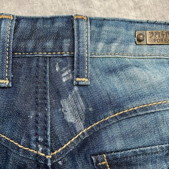 Express ReRock Jean Women 6 Blue Distressed Stitch Pocket Cotton Flap Stretch - Picture 15 of 16